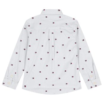 Boys Blue Logo Striped Shirt
