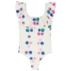 Girls White Ruffled Swimsuit, 1, hi-res