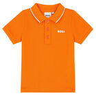 Younger Boys Orange Logo Polo Shirt, 3, hi-res