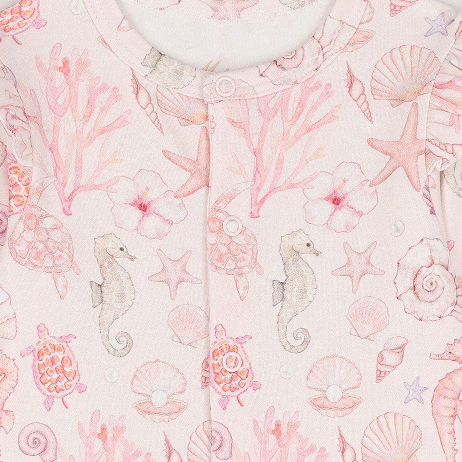 Baby Girls Pink Coral Shells Babygrow Gift Set , 1, hi-res