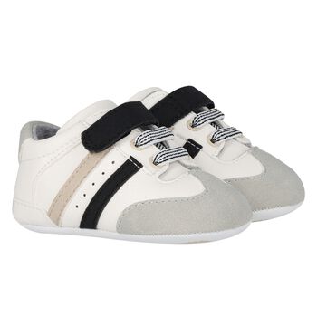 Baby Boys White & Grey Pre-Walker Trainers