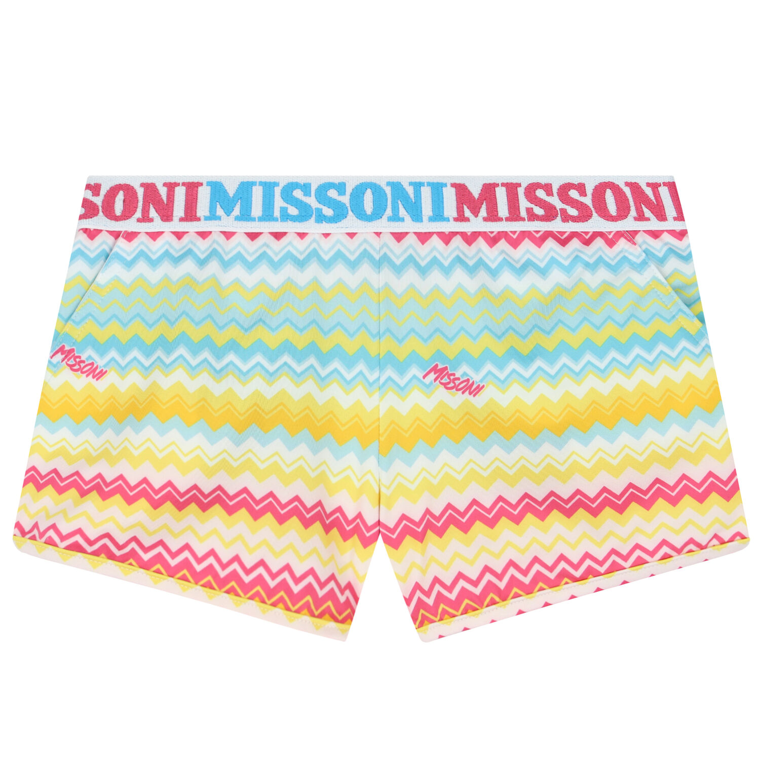 Girls Multi-Colored Logo Zigzag Swim Shorts, 1, hi-res