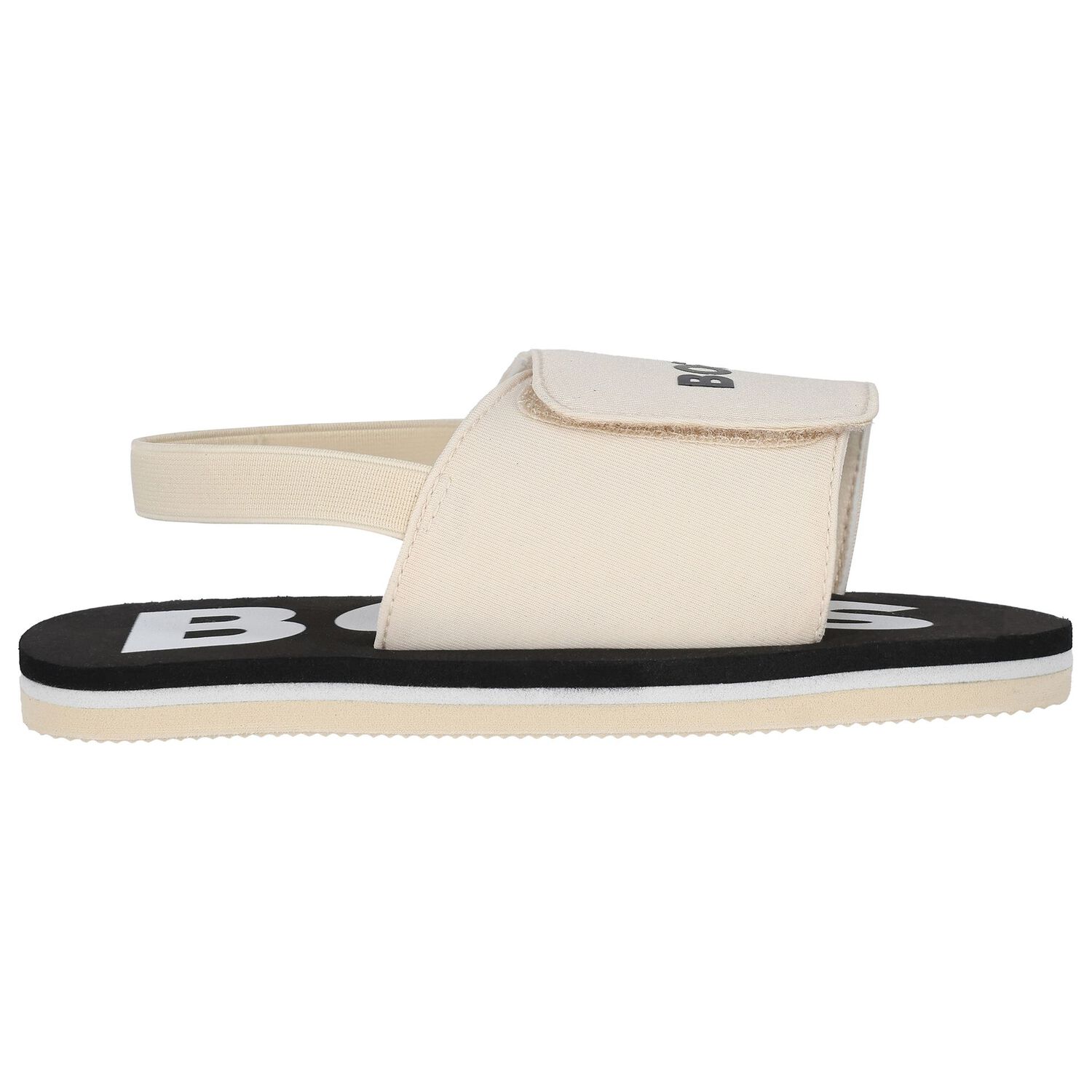 Boys Beige & Black Logo Sandals, 2, hi-res image number null