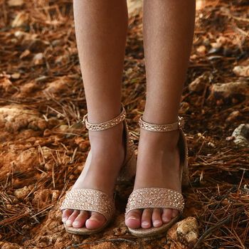 Girls Rose Gold Embellished Sandals