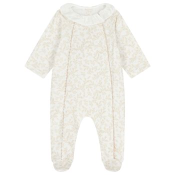 Baby Girls Ivory & Beige Babygrow