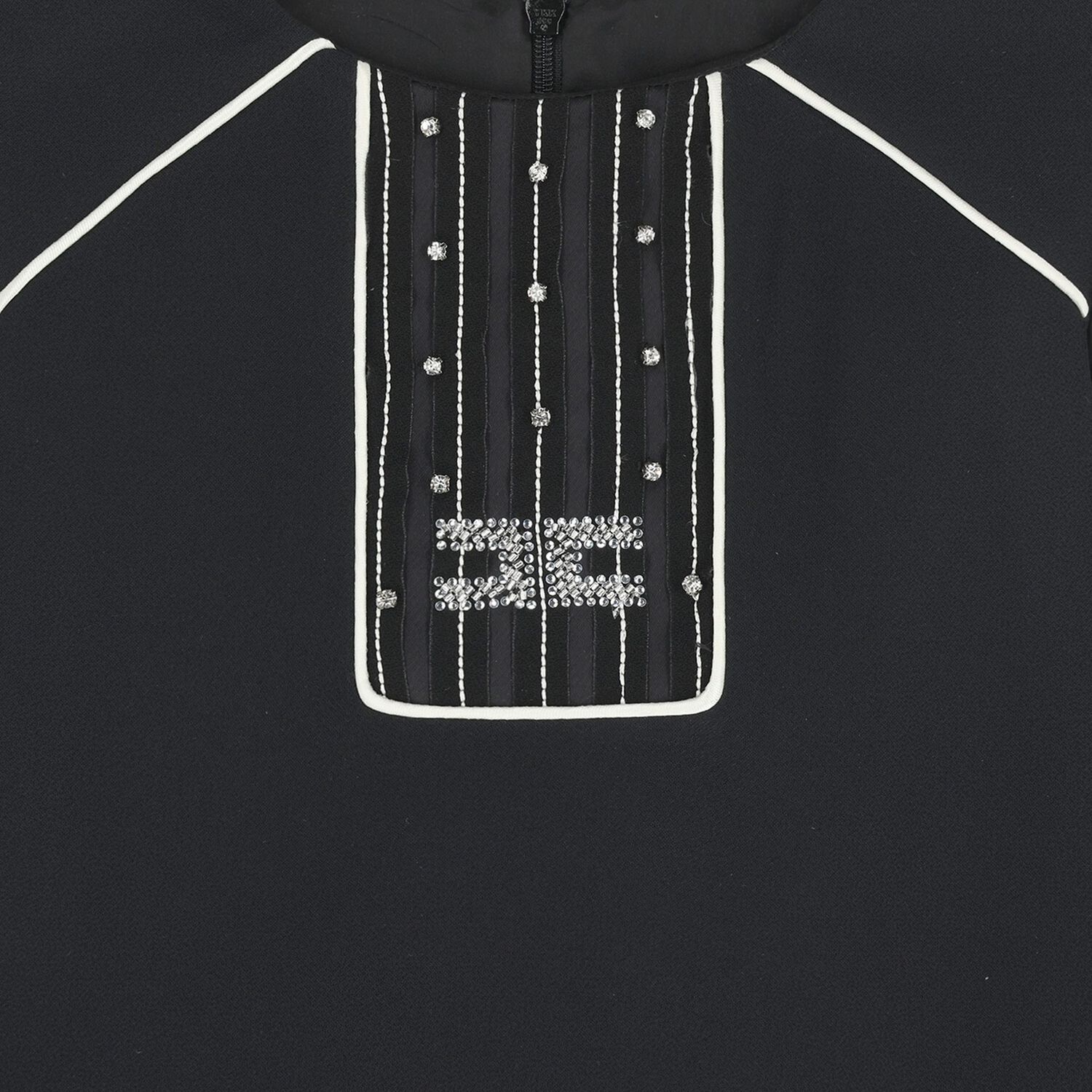 Girls Black Diamante Logo Dress, 1, hi-res