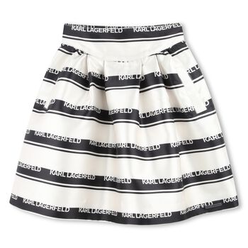 Girls Ivory & Black Striped Skirt