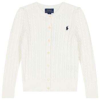 Girls Ivory Logo Cardigan