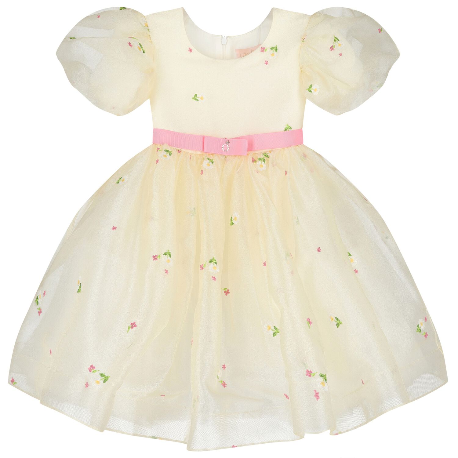Girls Ivory Embroidered Floral Dress, 1, hi-res