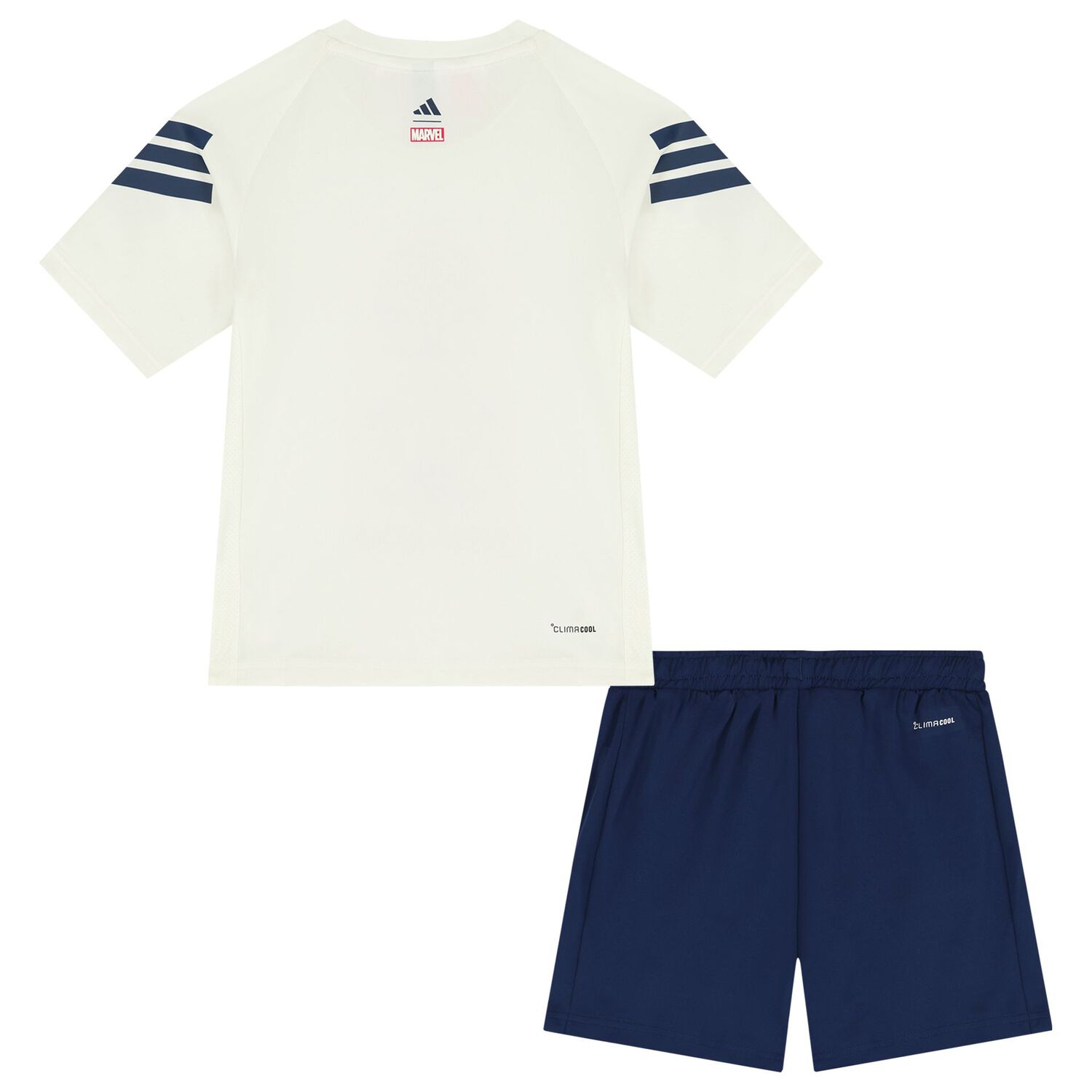 Boys Ivory & Navy Blue Marvel Shorts Set, 1, hi-res
