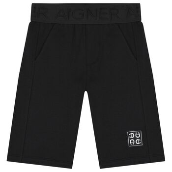 Younger Boys Black Logo Shorts
