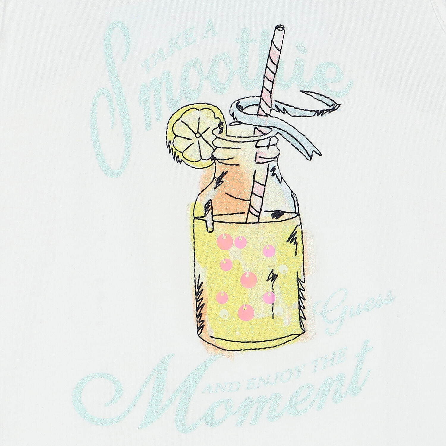 Girls White Smoothie Graphic Top, 1, hi-res