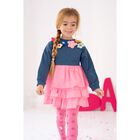 Girls Blue & Pink Flower Dress Set, 1, hi-res