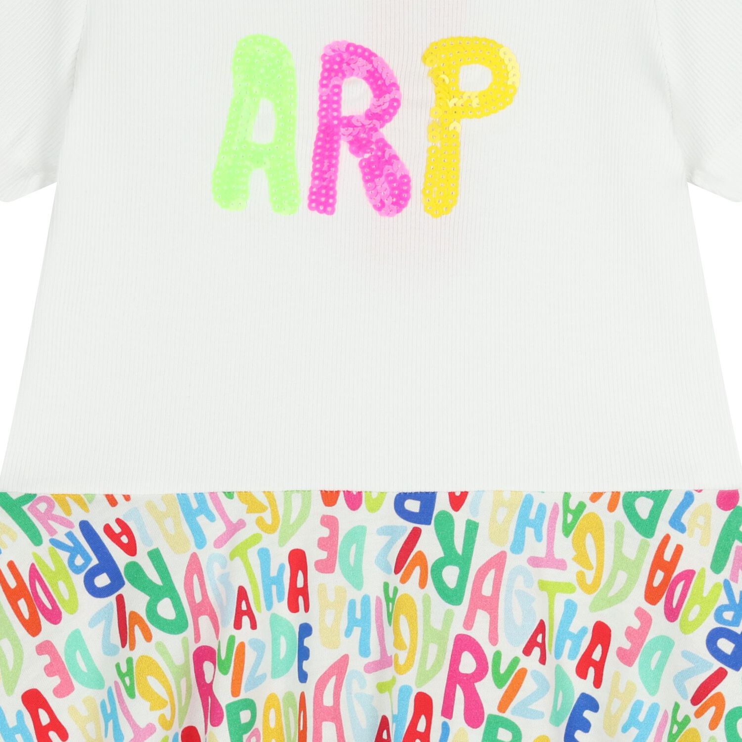 Girls White & Pink Logo Dress, 1, hi-res
