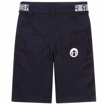 Boys Navy Blue Logo Shorts