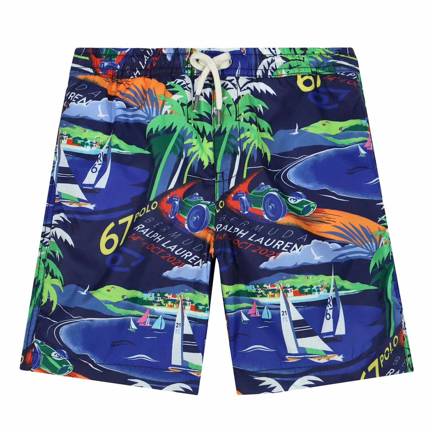 Boys Blue Swim Shorts, 1, hi-res