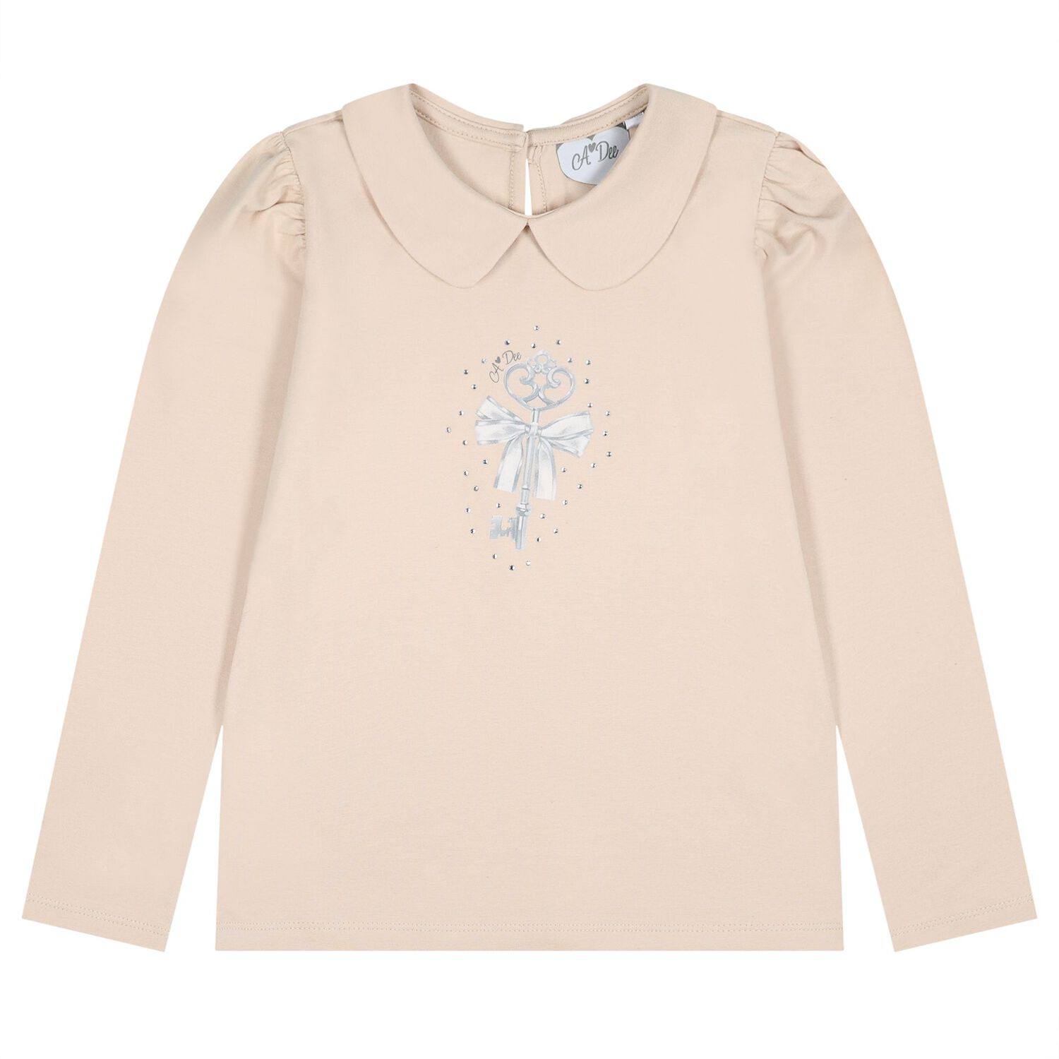 Girls Ivory & Beige Key Skirt Set, 2, hi-res