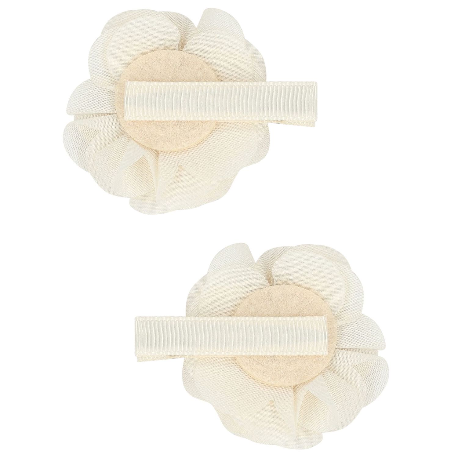 Girls Ivory Flower Hairclips ( 2 Pack ), 4, hi-res