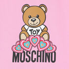 Younger Girls Pink Bear Logo Dress, 1, hi-res