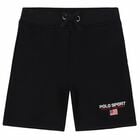 Boys Black Logo Shorts, 1, hi-res