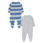 Boys Blue & Grey Babygrows (2 Pack), , hi-res