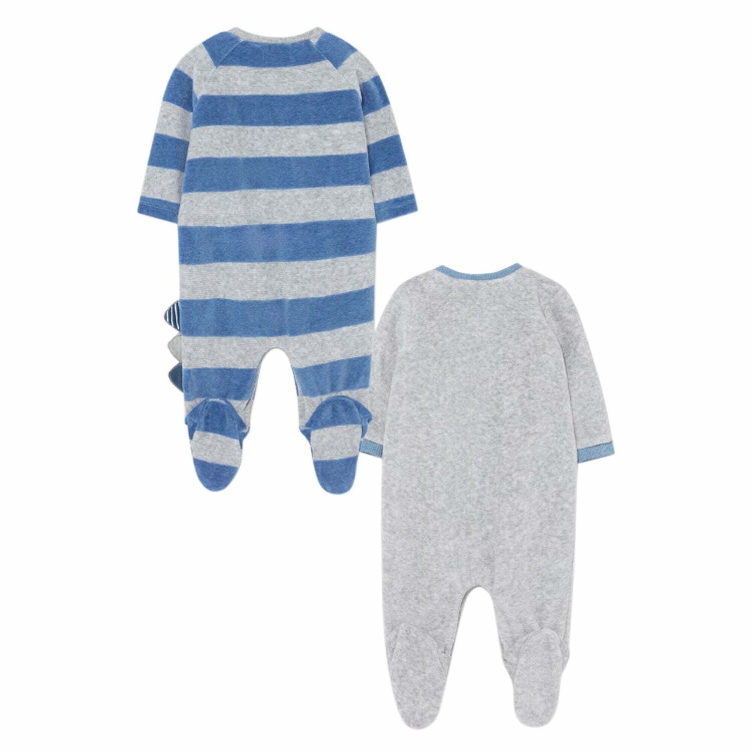 Boys Blue & Grey Babygrows (2 Pack), , hi-res