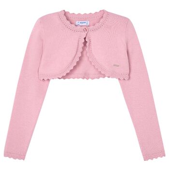 Girls Rose Pink Bolero Knit Cardigan