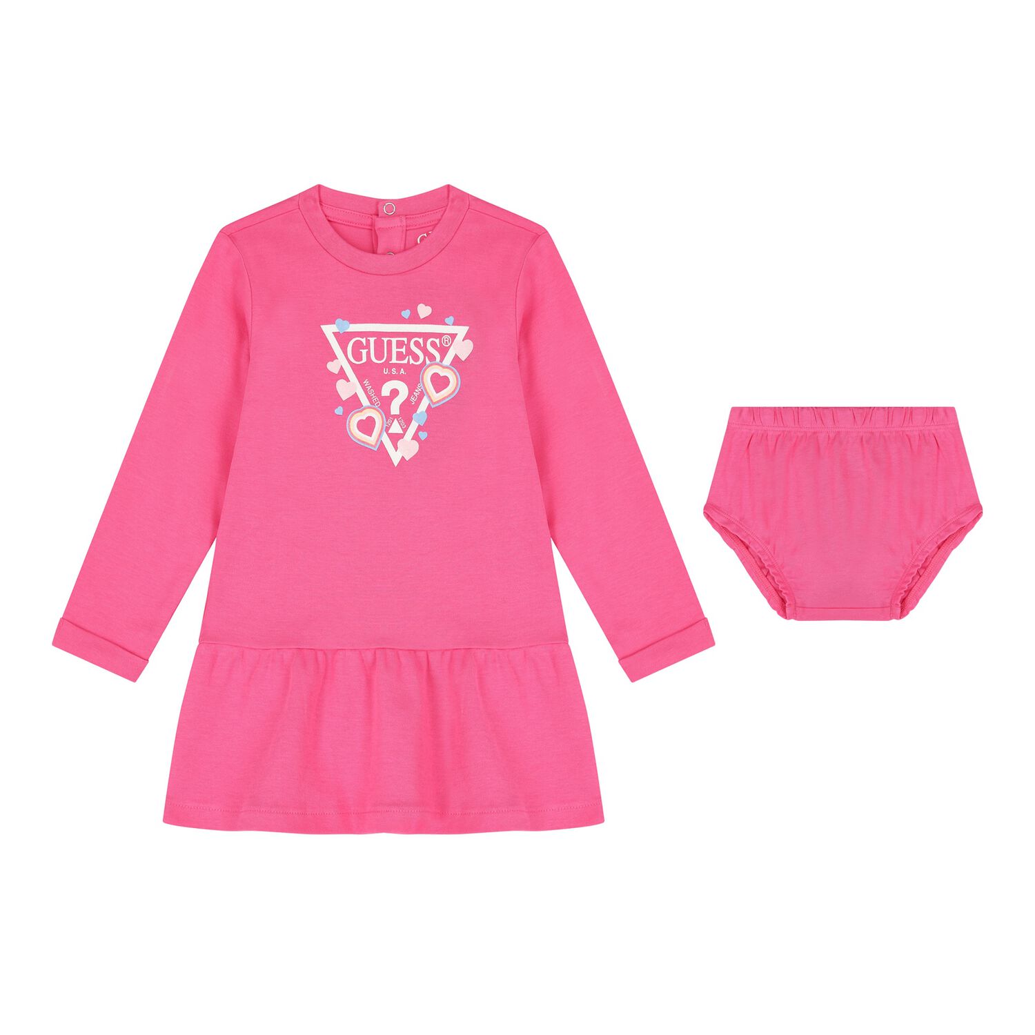 Baby Girls Pink Logo Heart Dress Set, 1, hi-res