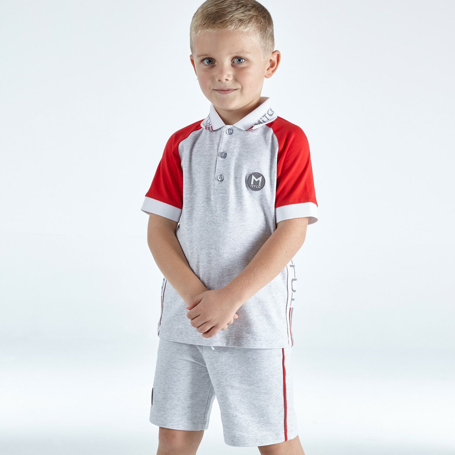 Boys Grey Logo Polo Shirt, 1, hi-res