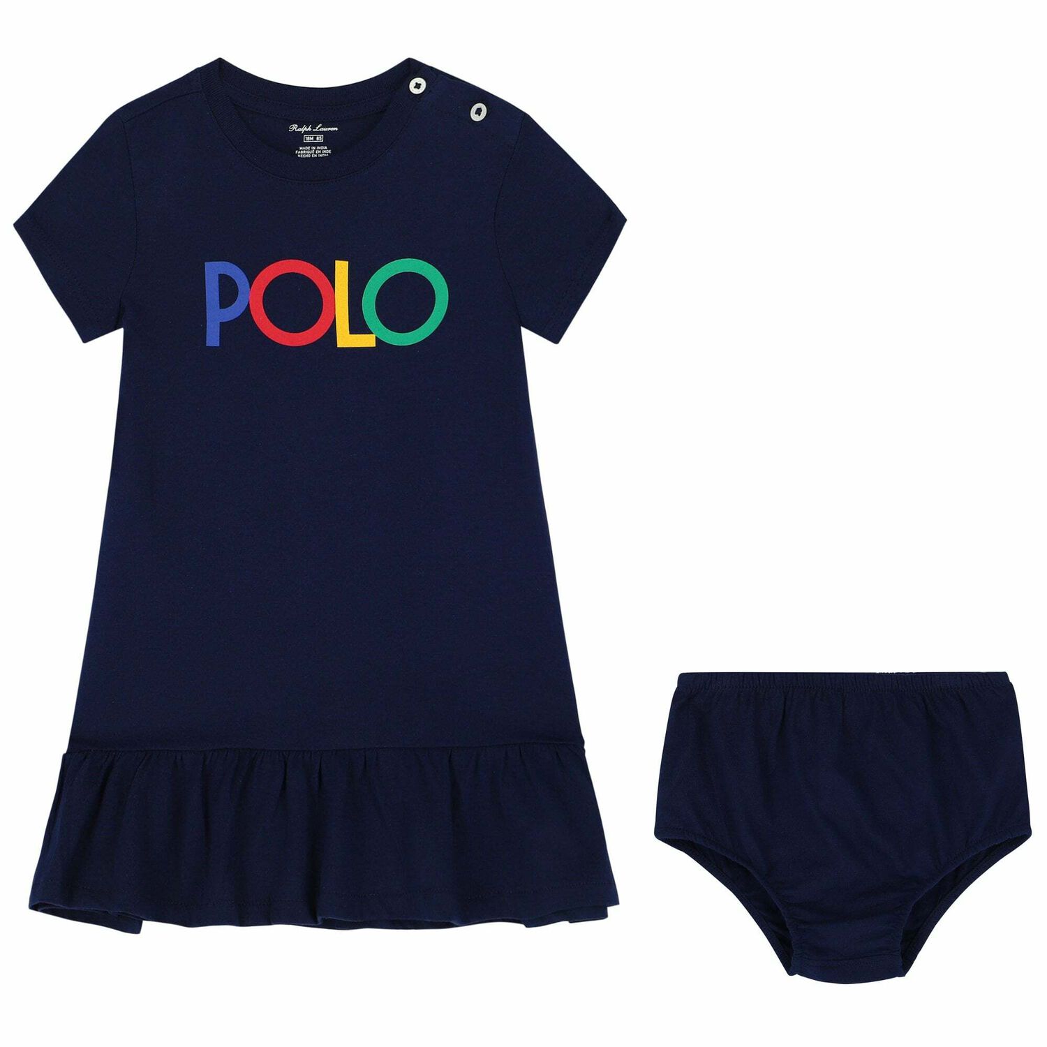 Baby Girls Navy Logo Dress Set, 1, hi-res