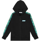 Boys Black Logo Zip Up Top, 1, hi-res