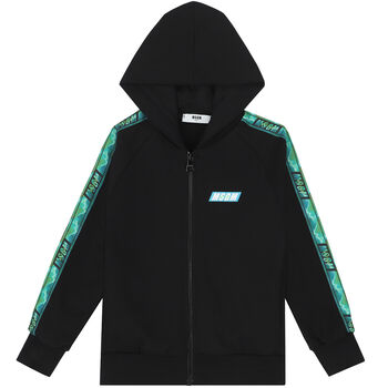 Boys Black Logo Zip Up Top