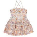 Girls Ivory Floral Dress, 1, hi-res