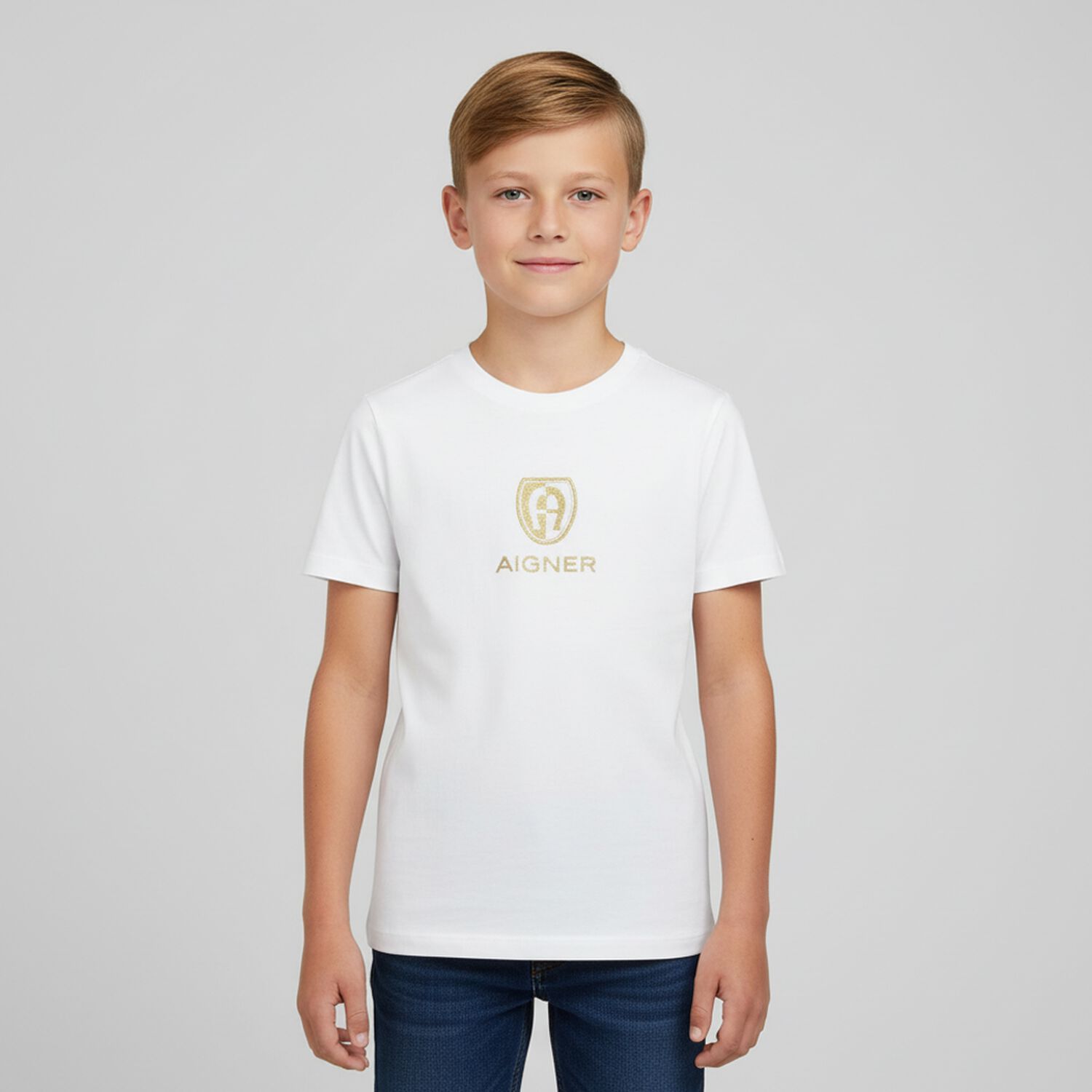 Boys White and Gold T-Shirt, 1, hi-res