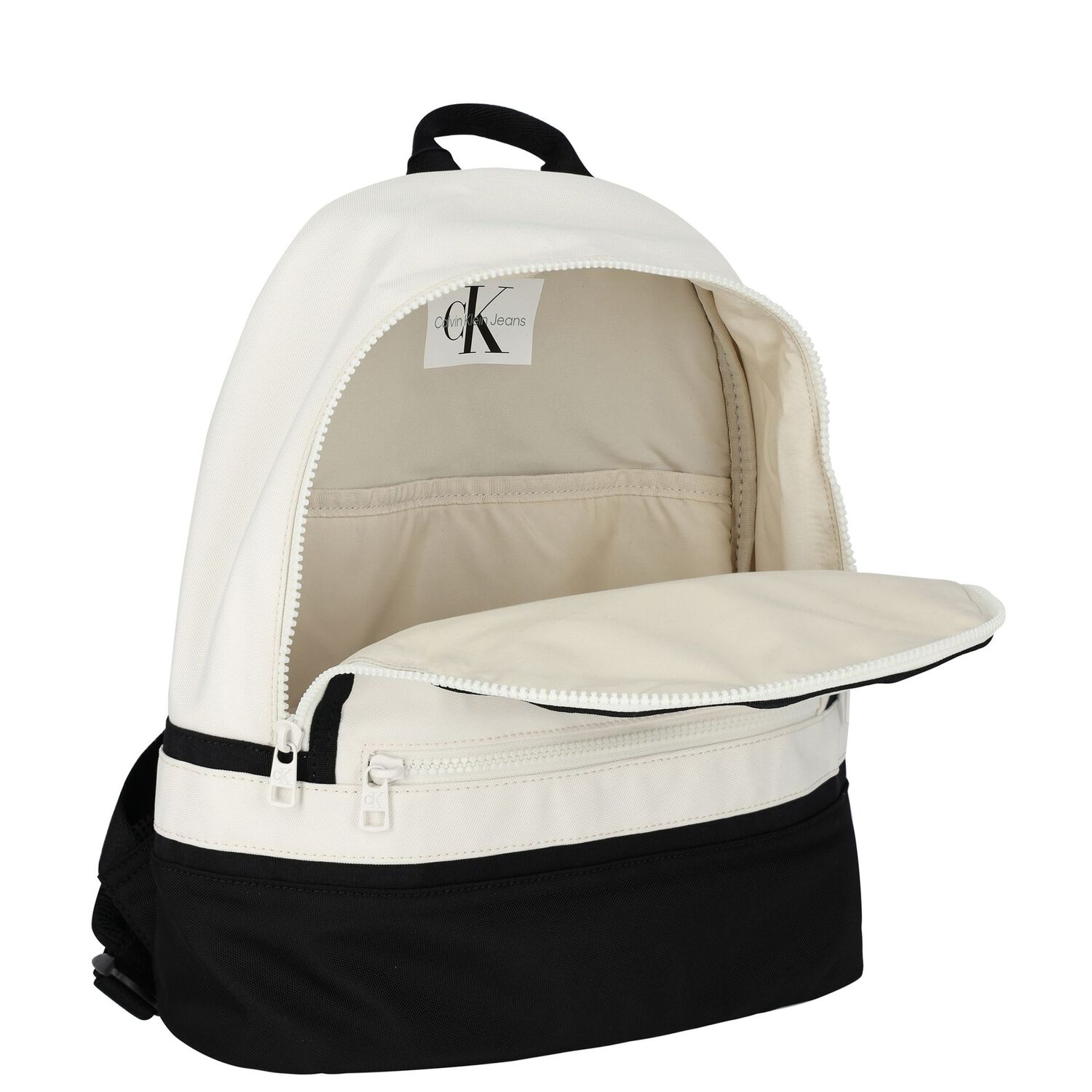 White & Black Logo Backpack, 1, hi-res