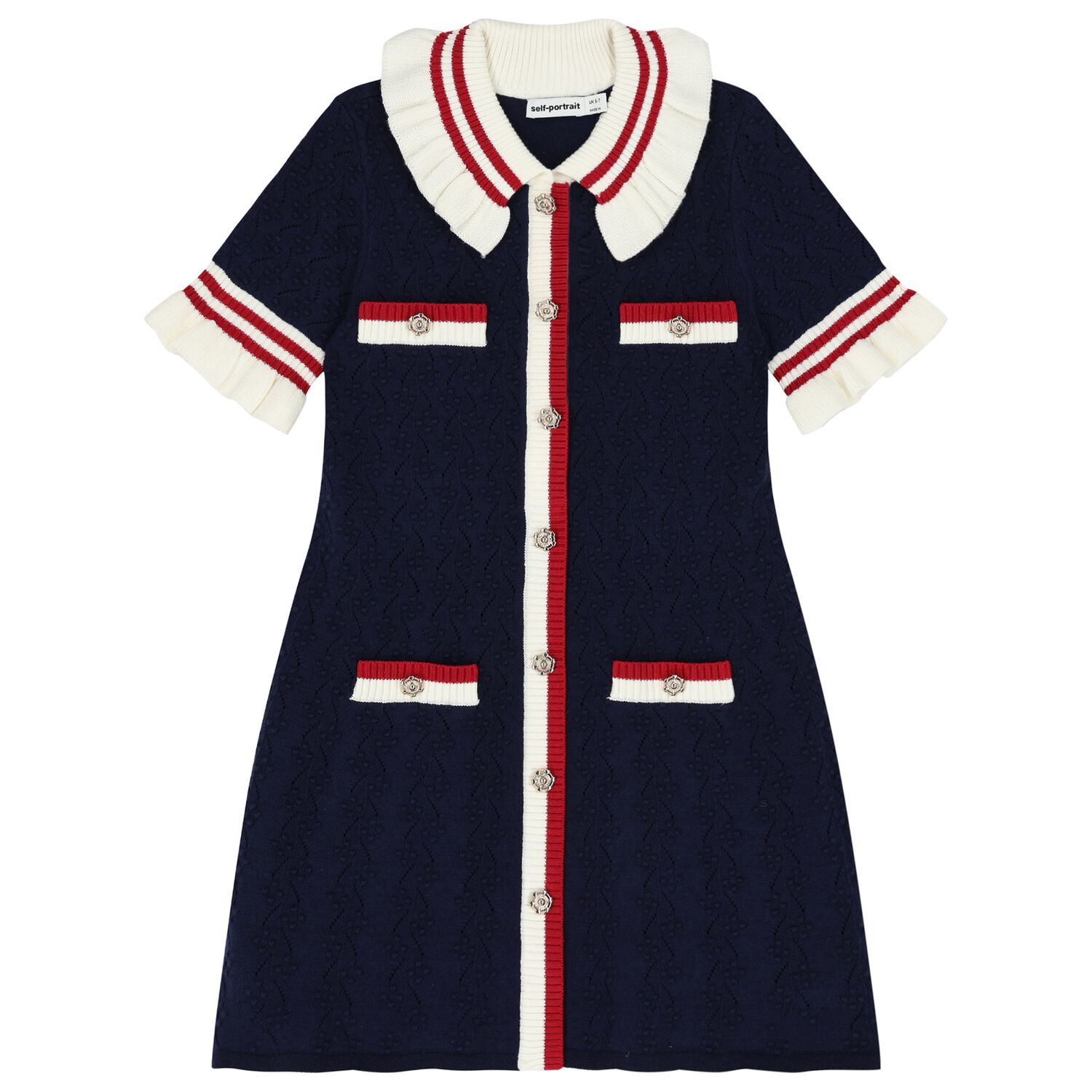 Girls Navy Blue Knit Dress, 1, hi-res image number null