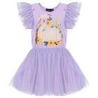 Girls Purple Swan Tulle Dress, 1, hi-res