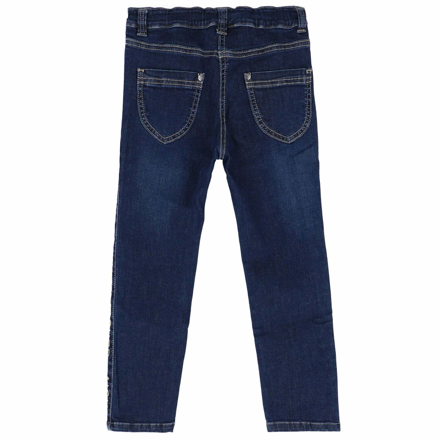 Girls Blue & Gold Logo Jeans, 1, hi-res