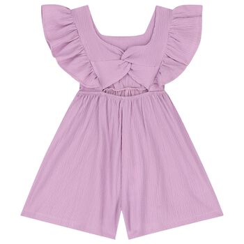 Girls Purple Crochet Flower Playsuit