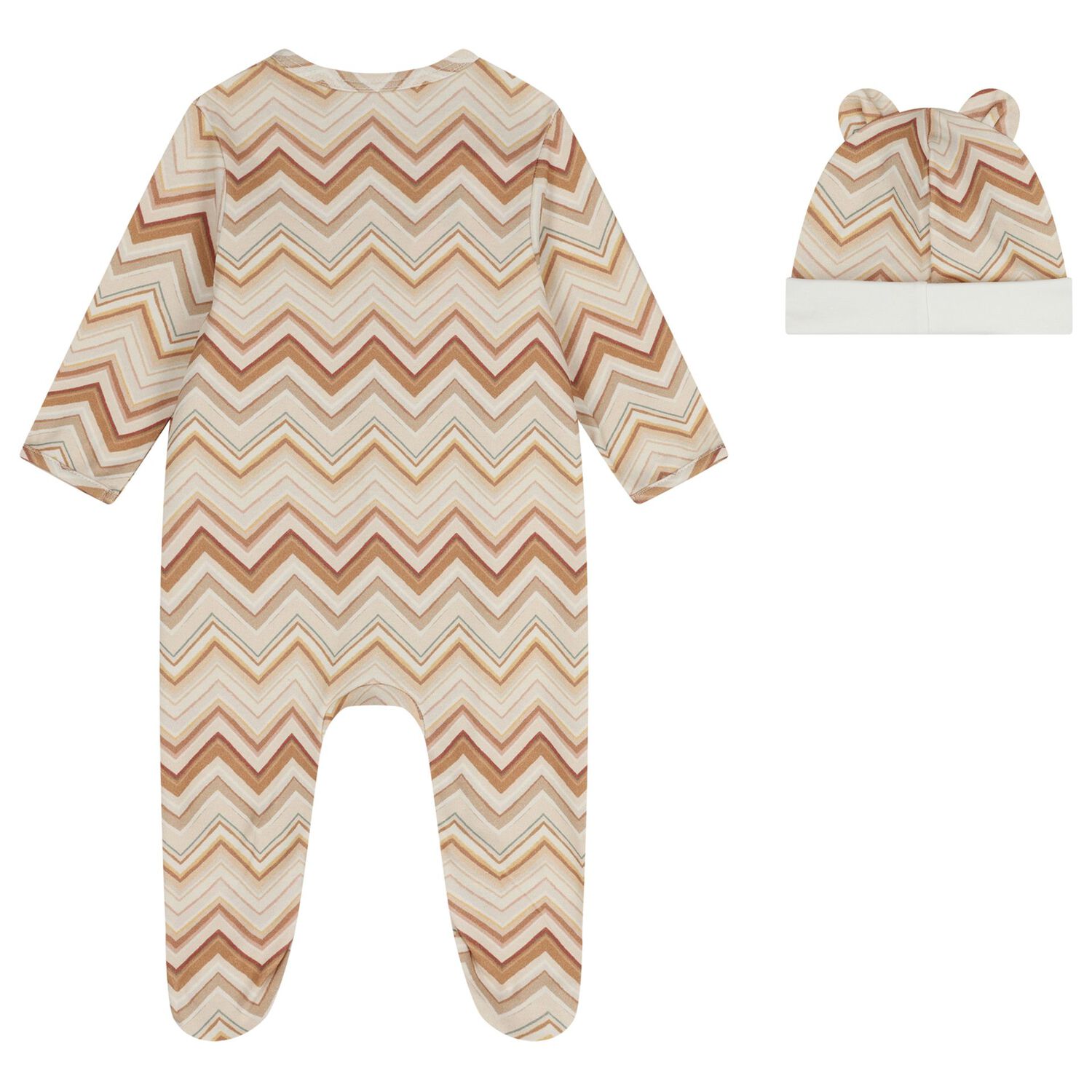 Beige & Brown Zig Zag Babygrow Set, 1, hi-res