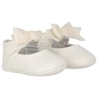 Baby Girls Ivory Bow Leather Pre Walker Shoes, 1, hi-res