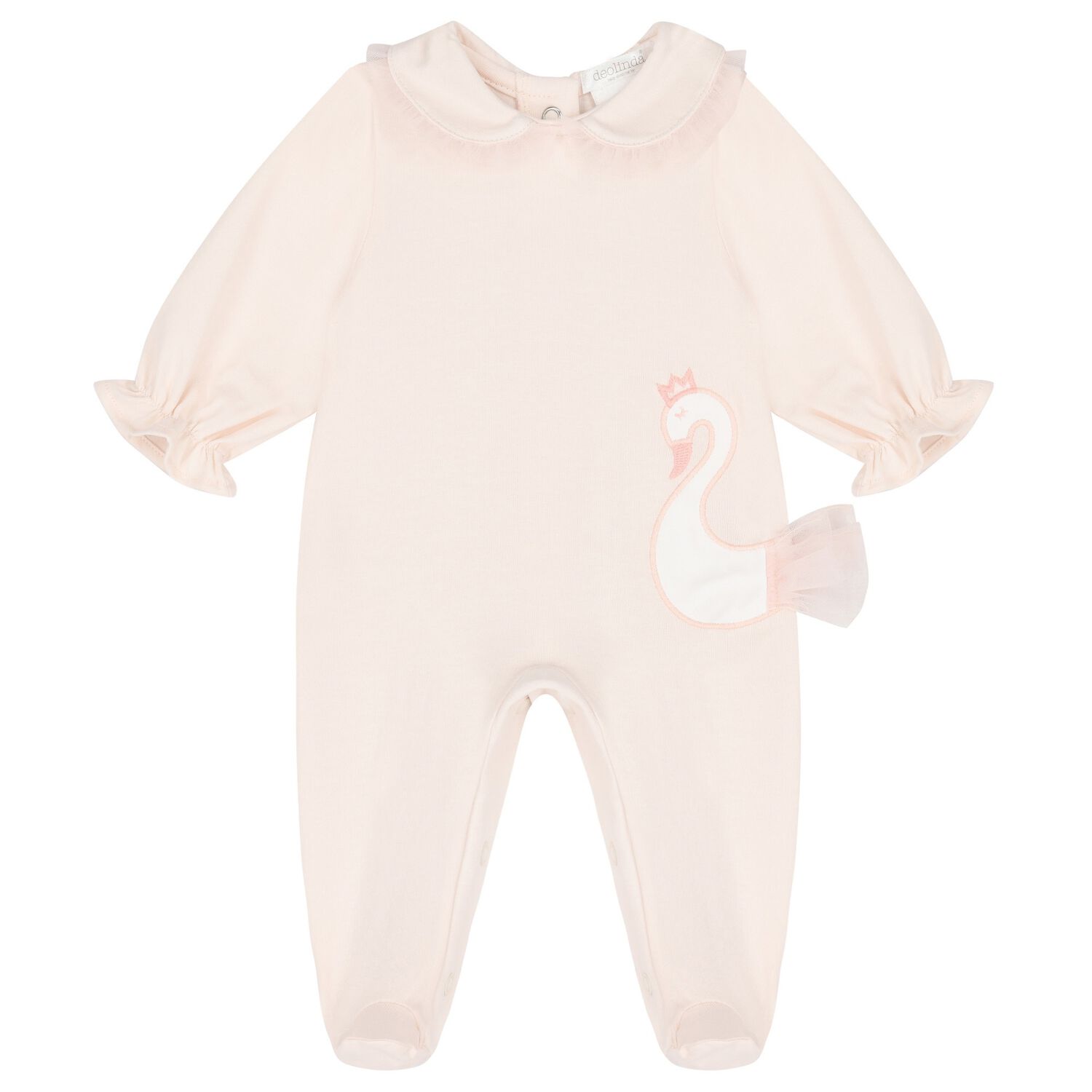 Baby Girls Pink Swan Babygrow, 1, hi-res