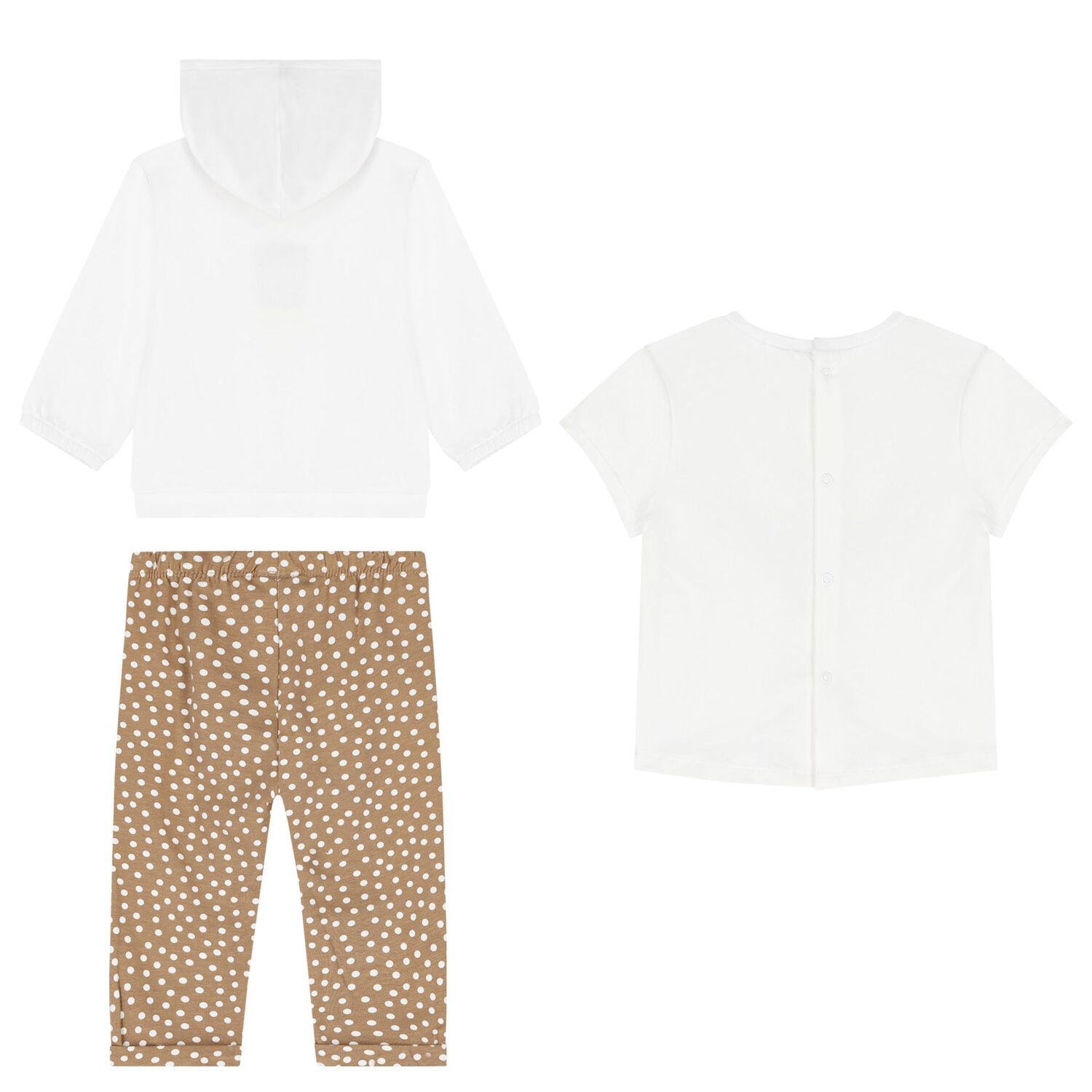 Baby Girls White & Beige Tracksuit Set, 1, hi-res