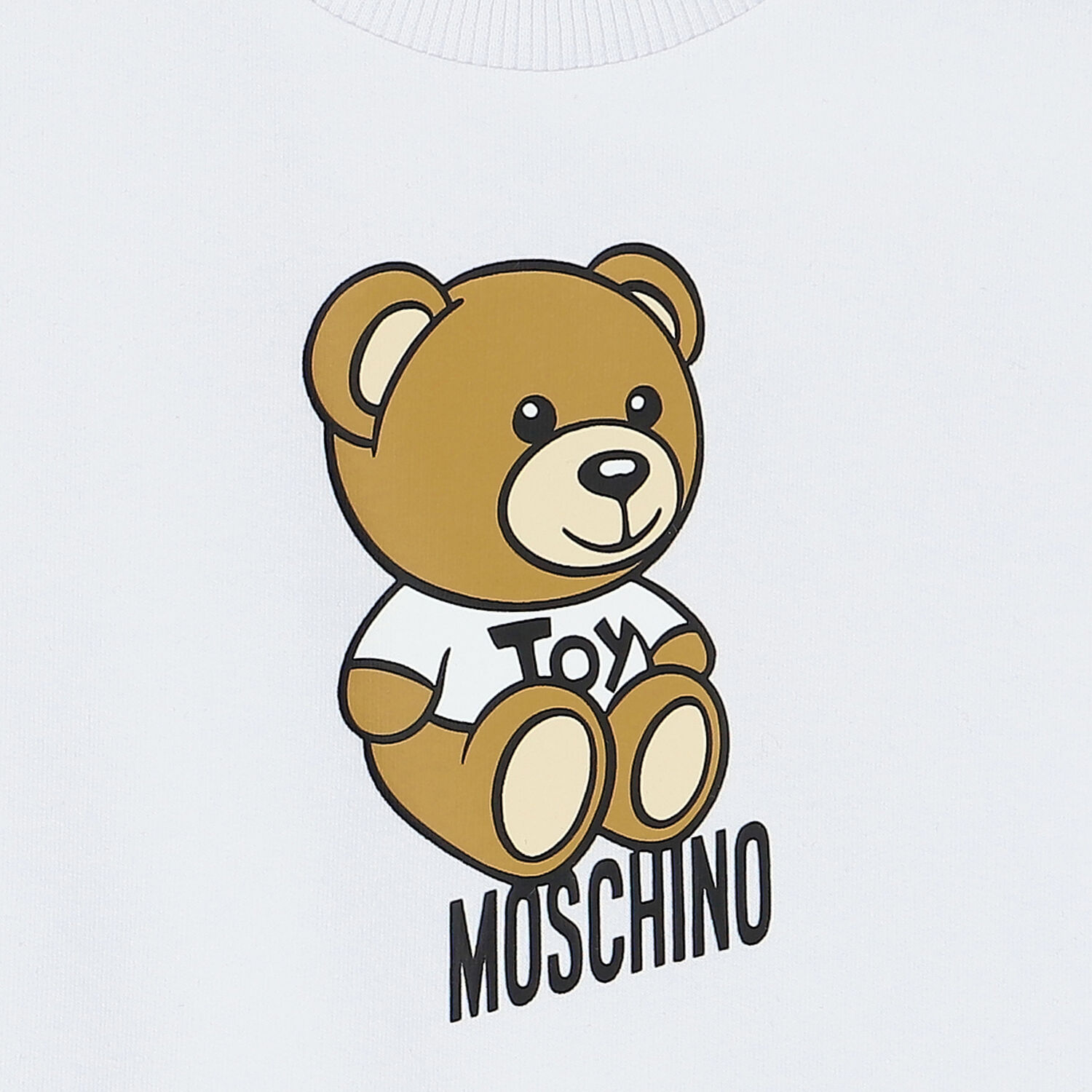 Younger Girls White Teddy Logo Dress, 1, hi-res