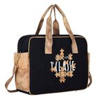 Navy Blue & Beige Geo Map Logo Baby Changing Bag, 1, hi-res