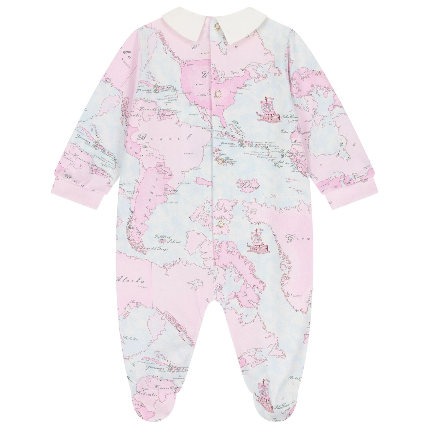 Baby Girls Ivory & Pink Geo Map Babygrow Gift Set, 2, hi-res