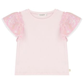 Girls Pink Embellished T-Shirt