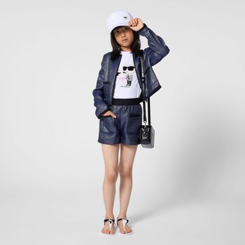 Girls White Ikonik Karl & Choupette T-Shirt