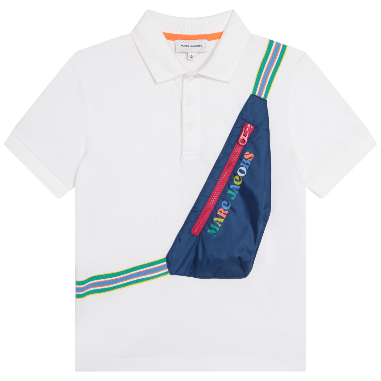 Boys White Crossbody Bag Polo Shirt, 1, hi-res