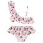 Girls White & Pink Ruffled Striped Bikini, 1, hi-res